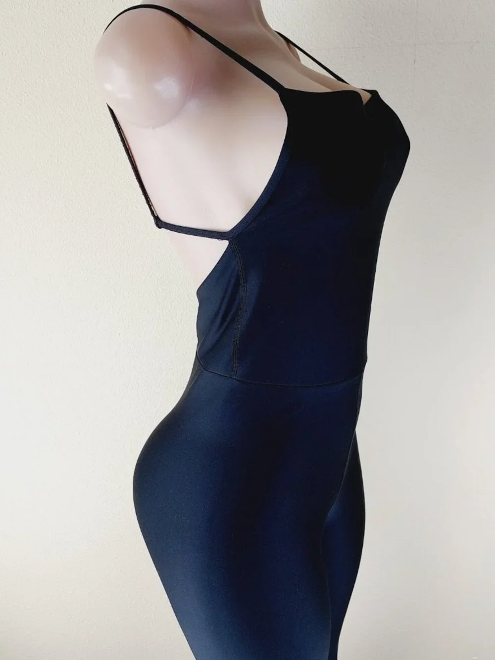 Alo Women's Black Sweetheart Neck Thin Spaghetti Strap Bodycon Jumpsuit Size S